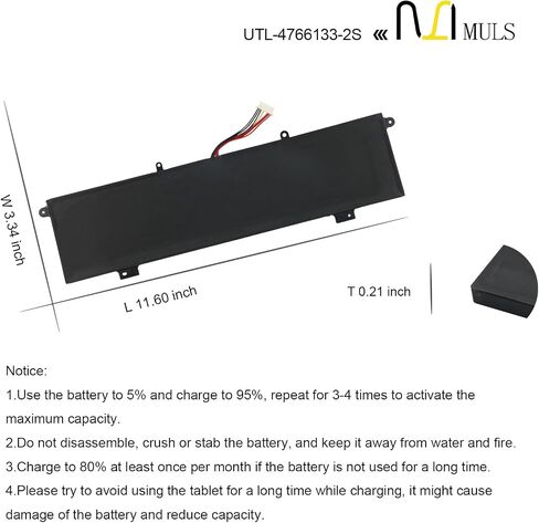 بطارية كمبيوتر محمول MULS UTL-4766133-2S UTL-4678108-2S متوافقة مع Evolve III Maestro-EBook11 Maestro Evolve 3 Leadpie M1 Series 7.6V 6000mAh in Saudi Arabia