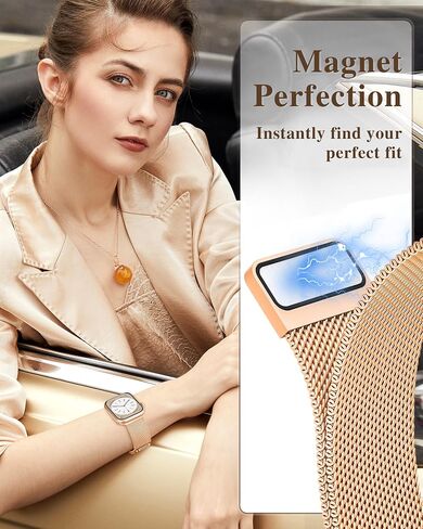 Metal Band Compatible with Apple Watch Band 49mm 45mm 44mm 42mm, Breathable Adjustable Magnetic Stainless Steel Apple Watch Bands for Women & Men Series Ultra 2/Ultra 9 8 7 6 5 4 3 2 1 SE in Saudi Arabia