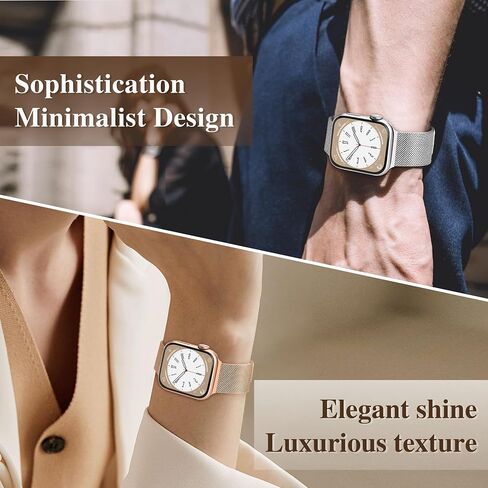 Metal Band Compatible with Apple Watch Band 49mm 45mm 44mm 42mm, Breathable Adjustable Magnetic Stainless Steel Apple Watch Bands for Women & Men Series Ultra 2/Ultra 9 8 7 6 5 4 3 2 1 SE in Saudi Arabia