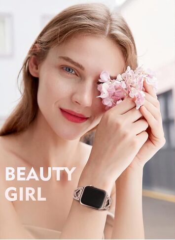 Bling Bands Compatible with Apple Watch Band 38mm 40mm 41mm 42mm 44mm 45mm iwatch SE Series 7/6/5/4/3/2/1, Stainless Steel Bands Dressy Jewelry Diamond Bracelet Bangle Wristband Women in Saudi Arabia