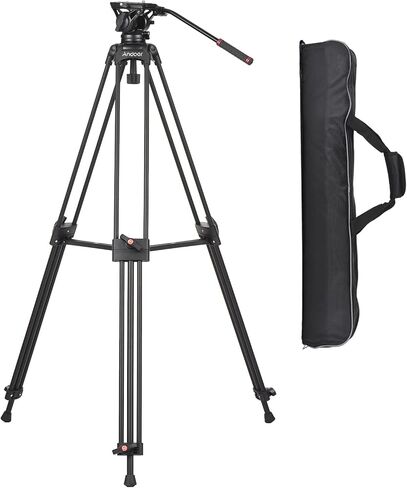 Andoer D1801 Professional Photography Tripod Stand Aluminium Alloy with 360 Degrees Panorama Fluid Hydraulic Bowl Head 3-Section Extendable Max. Height 180cm/71in Load Capacity 10kg for DSLR Cameras in Saudi Arabia