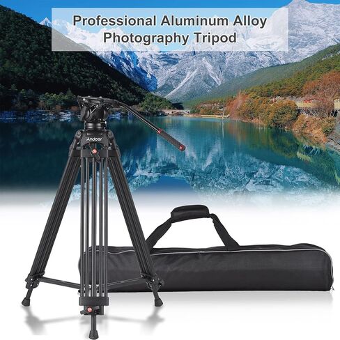 Andoer D1801 Professional Photography Tripod Stand Aluminium Alloy with 360 Degrees Panorama Fluid Hydraulic Bowl Head 3-Section Extendable Max. Height 180cm/71in Load Capacity 10kg for DSLR Cameras in Saudi Arabia