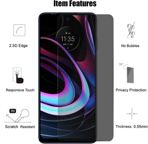 (3 Pack) For Motorola Edge 2021 / Motorola Edge 5G UW 2021 Privacy Screen Protector Anti Spy Private Tempered Glass, Anti Scratch in Saudi Arabia