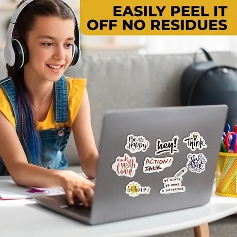 100 Positive Quote Stickers, Inspirational Stickers, Motivational Affirmations Stickers Decal for kids Children teens adults hydroflasks Vinyl Stickers for Laptop, Waterbottle, Students, Classroom in Saudi Arabia