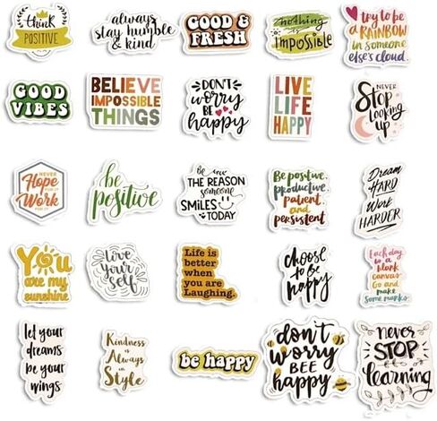 100 Positive Quote Stickers, Inspirational Stickers, Motivational Affirmations Stickers Decal for kids Children teens adults hydroflasks Vinyl Stickers for Laptop, Waterbottle, Students, Classroom in Saudi Arabia