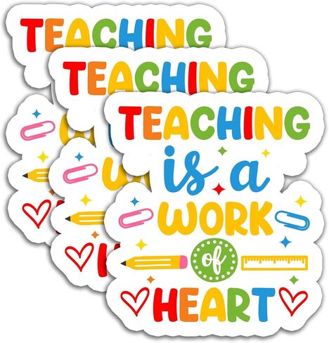 (3Pcs) Teaching is a Work of Heart Sticker, Back to School Sticker TeachingLife Stickers Waterproof Vinyl Decals for Books Laptops Phones Water Bottles Tumbles, Gifts for Teachers, 3 x 2.7 Inch in Kuwait
