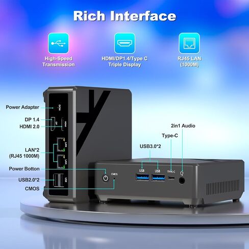 Mini Desktop PC, N100 Mini Desktop Computer NUC with Triple 4K Display, Dual Gigabit Ethernet, 16GB RAM, 512GB SSD, Wi-Fi 6, Bluetooth 5.2,Mini Computers PC for Business, Designers, Home Theater in Saudi Arabia