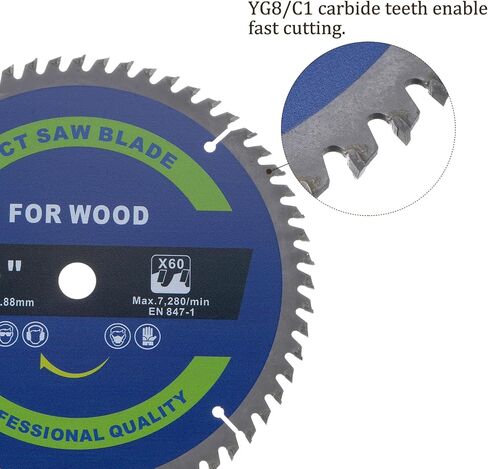 Circular Saw Blade - [8 1/4-inch x 60 Teeth x 5/8-inch Arbor] Circular Cutting Blade with 5/8" to 3/8" Washer Adapter for Woodworking Plastic Use, 0.08-inch Kerf in Saudi Arabia