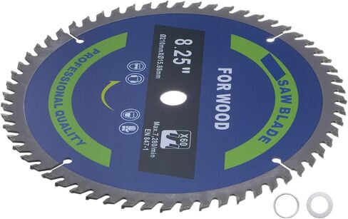 Circular Saw Blade - [8 1/4-inch x 60 Teeth x 5/8-inch Arbor] Circular Cutting Blade with 5/8" to 3/8" Washer Adapter for Woodworking Plastic Use, 0.08-inch Kerf in Saudi Arabia