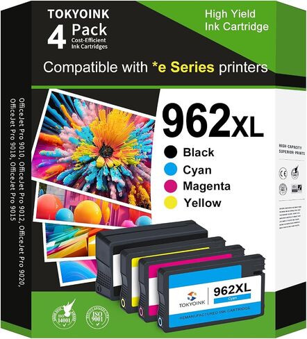 962XL Ink Cartridges for HP Printer Replacement for HP 962 XL Ink Cartridges Combo Pack Compatible Works with HP OfficeJet Pro 9010 9015 9015e 9018 9018e 9020 9025 9012e Series (962XL-4P, BK/C/M/Y) in Saudi Arabia