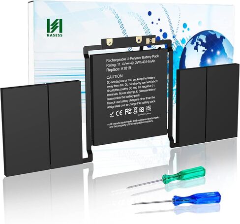 استبدال بطارية HASSESSE A1706 A1819 لجهاز Pro 13 بوصة A1706 A1819 إصدار أواخر 2016 منتصف 2017 مع شريط اللمس EMC 3071 3163 (11.4V 49.2Wh) - ضمان لمدة 12 شهرًا in Kuwait