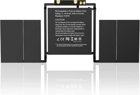 استبدال بطارية HASSESSE A1706 A1819 لجهاز Pro 13 بوصة A1706 A1819 إصدار أواخر 2016 منتصف 2017 مع شريط اللمس EMC 3071 3163 (11.4V 49.2Wh) - ضمان لمدة 12 شهرًا in Kuwait