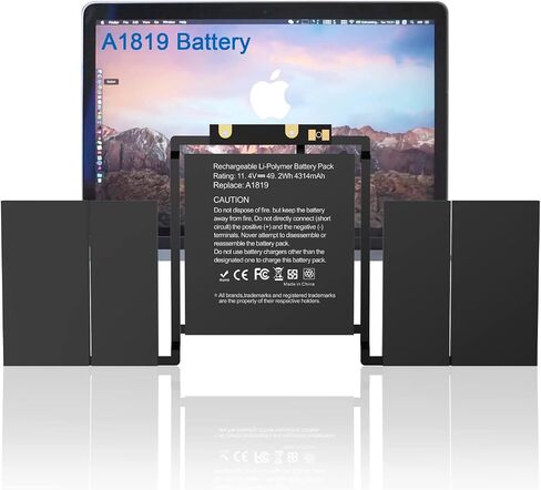 استبدال بطارية HASSESSE A1706 A1819 لجهاز Pro 13 بوصة A1706 A1819 إصدار أواخر 2016 منتصف 2017 مع شريط اللمس EMC 3071 3163 (11.4V 49.2Wh) - ضمان لمدة 12 شهرًا in Kuwait