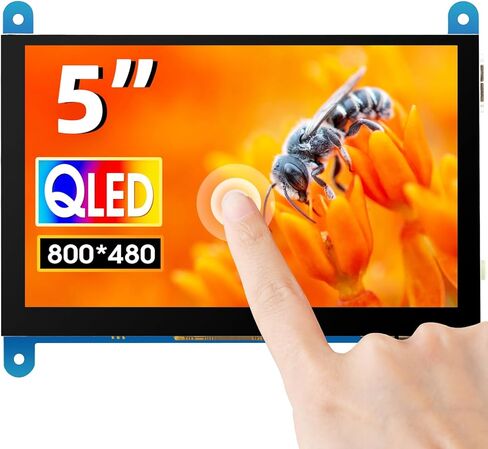 شاشة ELECROW مقاس 5 بوصات تعمل باللمس وشاشة QLED 800x480 لشاشة Raspberry Pi Jetson Nano Banana Pi الصغيرة لألعاب العمل والسفر in Kuwait