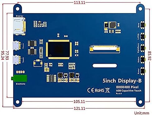 شاشة ELECROW مقاس 5 بوصات تعمل باللمس وشاشة QLED 800x480 لشاشة Raspberry Pi Jetson Nano Banana Pi الصغيرة لألعاب العمل والسفر in Kuwait