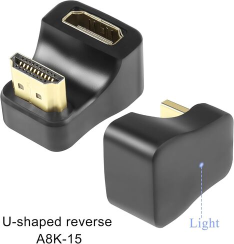 GELRHONR 360 Degree U Shape HDMI Adapter,HDMI 2.1 Male to Female 8K@60Hz Connector for Portable Display Monitor Accessories (2 Down Angle) in Saudi Arabia
