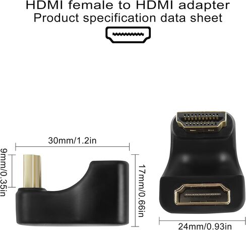 GELRHONR 360 Degree U Shape HDMI Adapter,HDMI 2.1 Male to Female 8K@60Hz Connector for Portable Display Monitor Accessories (2 Down Angle) in Saudi Arabia