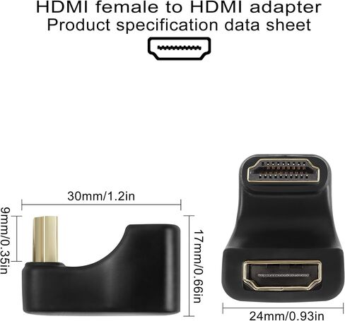 GELRHONR 360 Degree U Shape HDMI Adapter,HDMI 2.1 Male to Female 8K@60Hz Connector for Portable Display Monitor Accessories (2 Down Angle) in Saudi Arabia