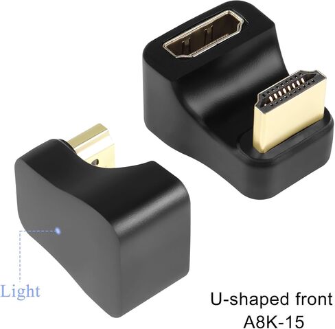 GELRHONR 360 Degree U Shape HDMI Adapter,HDMI 2.1 Male to Female 8K@60Hz Connector for Portable Display Monitor Accessories (2 Down Angle) in Saudi Arabia