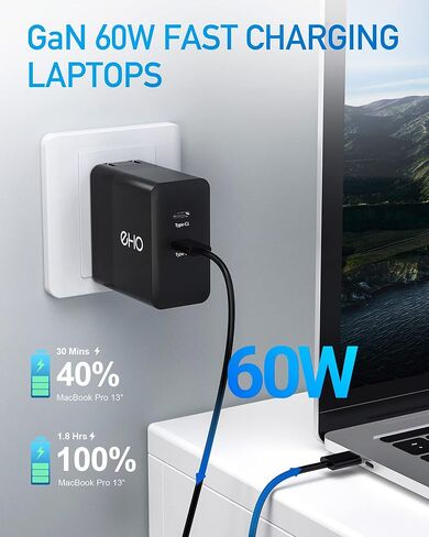 USB C Charger for Samsung S22/S22 Ultra/S22+, PPS 25W Max Super Fast Charging Wall Charger 60W Foldable GaN Type C Versatile Fast Charger Block Adapter Compatible with MacBook, iPhone, Pixel, etc. in Kuwait