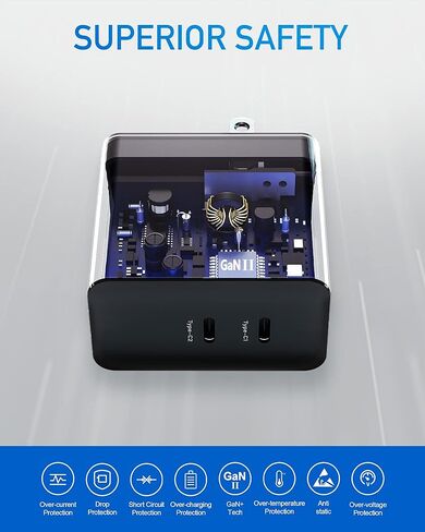 USB C Charger for Samsung S22/S22 Ultra/S22+, PPS 25W Max Super Fast Charging Wall Charger 60W Foldable GaN Type C Versatile Fast Charger Block Adapter Compatible with MacBook, iPhone, Pixel, etc. in Kuwait