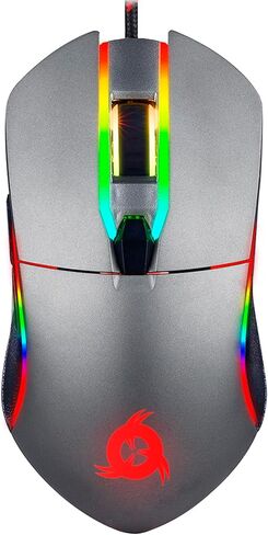ماوس ألعاب KLIM Aim - ماوس كمبيوتر سلكي مريح USB، ماوس Chroma RGB [7000 نقطة لكل بوصة] [أزرار قابلة للبرمجة] يمكن استخدامه بكلتا اليدين، مريح للكمبيوتر المكتبي والكمبيوتر المحمول، بصري عالي الدقة، رمادي in Saudi Arabia