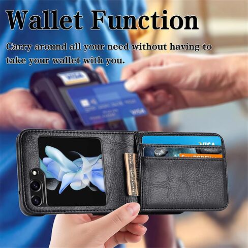 Ysnzaq Wallet Case for Samsung Galaxy Z Flip 6, Premium PU Leather, Card Slot Holder, Phone Case for Samsung Galaxy Z Flip6 SDQB Black in Kuwait