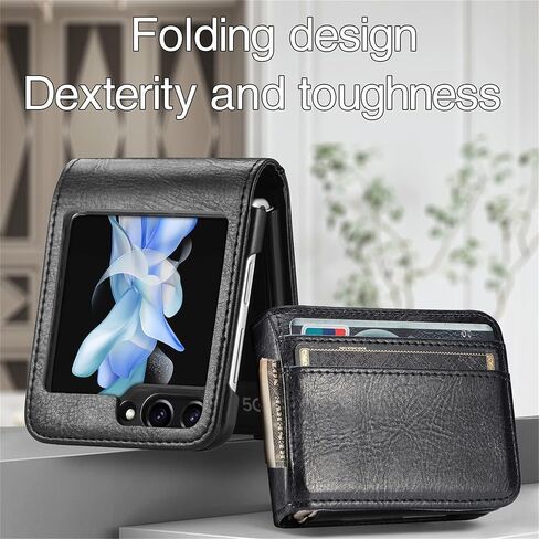 Ysnzaq Wallet Case for Samsung Galaxy Z Flip 6, Premium PU Leather, Card Slot Holder, Phone Case for Samsung Galaxy Z Flip6 SDQB Black in Kuwait