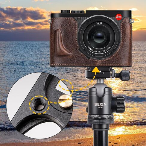 MUZIRI KINOKOO Case for Leica Q3, Top Layer Genuine Leather Leica Q3 Protective Half Case Premium Version - with Bottom Hole for Instant Battery and Memory Card Access - Coffee in Saudi Arabia