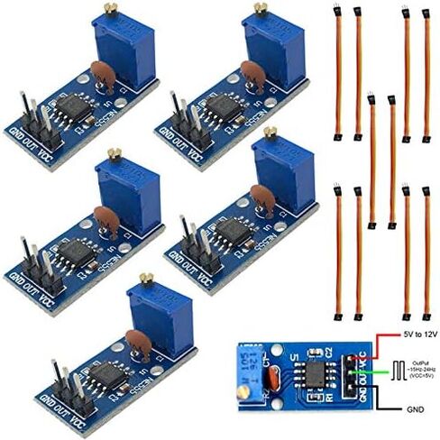 5 Pack NE555 Pulse Generator Adjustable Frequency Single Channel Output Module for Arduino Smart Car with Dupont Cable in Kuwait