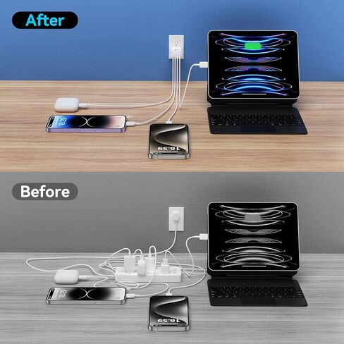 كتلة شاحن حائط USB C، 2 حزمة 40 وات 4 منافذ شحن سريع كتلة PD محول الطاقة + QC 3.0 USB A قابس حائط متعدد المنافذ من النوع C Box Cube لهاتف iPhone 15/14/13/12/11 Pro Max، iPad، Samsung Galaxy، بكسل in Kuwait