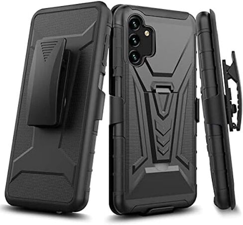 for Samsung Galaxy A14 5G (SM-A146) - Shockproof Defender Phone Case w/Ring Stand - RS3 Black in Saudi Arabia