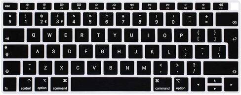 HRH EU/UK Silicone Keyboard Cover Skin for MacBook Newest Air 13 Inch 2018 Release A1932 with Retina Display and Touch ID,European Layout-Black in Saudi Arabia