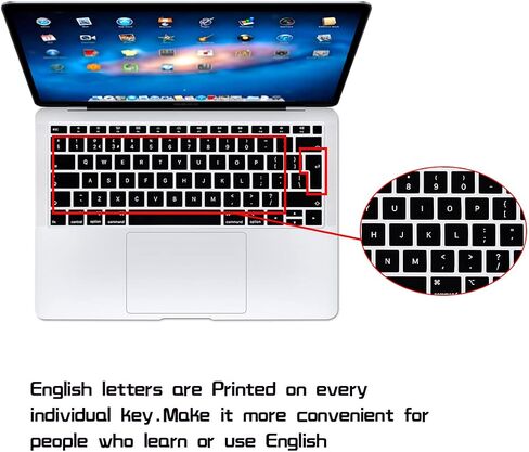 HRH EU/UK Silicone Keyboard Cover Skin for MacBook Newest Air 13 Inch 2018 Release A1932 with Retina Display and Touch ID,European Layout-Black in Saudi Arabia
