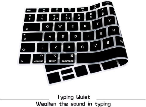 HRH EU/UK Silicone Keyboard Cover Skin for MacBook Newest Air 13 Inch 2018 Release A1932 with Retina Display and Touch ID,European Layout-Black in Saudi Arabia