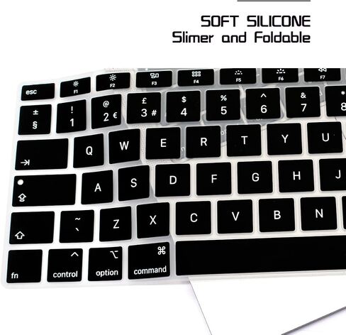 HRH EU/UK Silicone Keyboard Cover Skin for MacBook Newest Air 13 Inch 2018 Release A1932 with Retina Display and Touch ID,European Layout-Black in Saudi Arabia