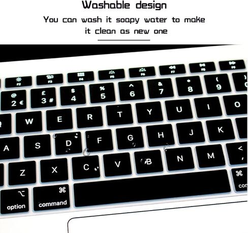 HRH EU/UK Silicone Keyboard Cover Skin for MacBook Newest Air 13 Inch 2018 Release A1932 with Retina Display and Touch ID,European Layout-Black in Saudi Arabia