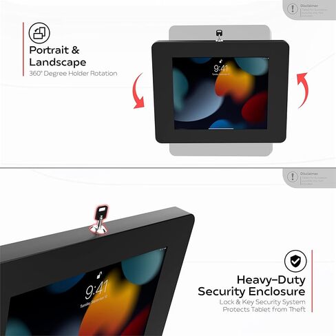 Wall & Desk Enclosure - CTA Premium Security Wall & Desk Enclosure for iPad 10.2" (7th/ 8th/ 9th Gen), iPad Pro 10.5", Galaxy Tab A 10.1", Lenovo Tab 4, Surface Go (PAD-PARAWM) in Kuwait