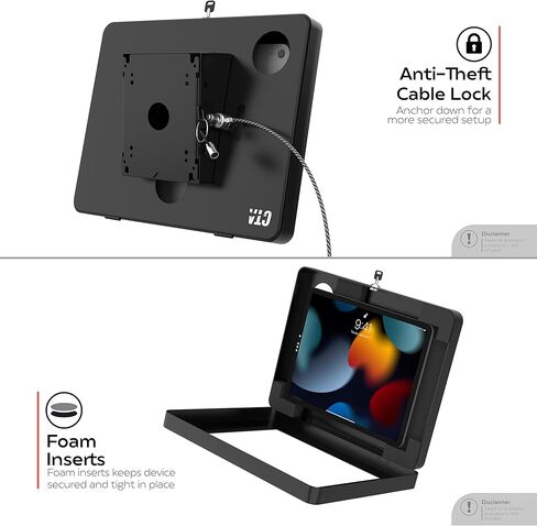 Wall & Desk Enclosure - CTA Premium Security Wall & Desk Enclosure for iPad 10.2" (7th/ 8th/ 9th Gen), iPad Pro 10.5", Galaxy Tab A 10.1", Lenovo Tab 4, Surface Go (PAD-PARAWM) in Kuwait