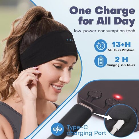 سماعات رأس Sleep Headphones Bluetooth 5.2، سماعات رأس للنوم للنوم الجانبي، وقت تشغيل 13 ساعة، سماعات رأس للتمرين والجري واليوجا in Kuwait
