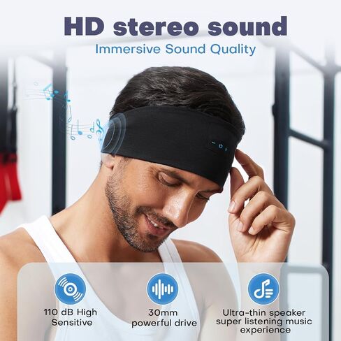 سماعات رأس Sleep Headphones Bluetooth 5.2، سماعات رأس للنوم للنوم الجانبي، وقت تشغيل 13 ساعة، سماعات رأس للتمرين والجري واليوجا in Kuwait