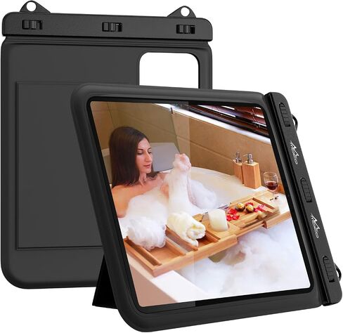 MoKo Waterproof Tablet Case Compatible with Fire HD 10, iPad 10th, iPad Pro 11 2022, iPad Air 5/4/3/2, iPad 10.2/9, Galaxy Tab S6/S7, Tab A 10.1, Stand Holder Dry Bag for Bathroom Kitchen Stand Pouch in Saudi Arabia