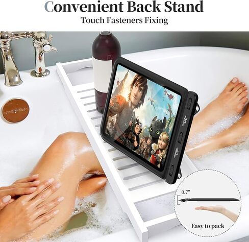 MoKo Waterproof Tablet Case Compatible with Fire HD 10, iPad 10th, iPad Pro 11 2022, iPad Air 5/4/3/2, iPad 10.2/9, Galaxy Tab S6/S7, Tab A 10.1, Stand Holder Dry Bag for Bathroom Kitchen Stand Pouch in Saudi Arabia