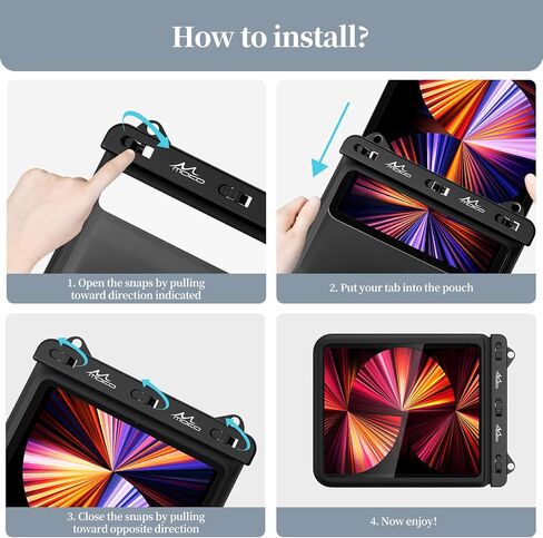 MoKo Waterproof Tablet Case Compatible with Fire HD 10, iPad 10th, iPad Pro 11 2022, iPad Air 5/4/3/2, iPad 10.2/9, Galaxy Tab S6/S7, Tab A 10.1, Stand Holder Dry Bag for Bathroom Kitchen Stand Pouch in Saudi Arabia