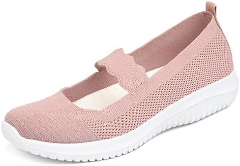 Women's Knitted Mesh Lightweight Walking Sneakers,Casual Lightweight Arch Support Slip On Orthotic Soft Sole Shoes Breathable Non Slip Nurse Work Shoes in Saudi Arabia
