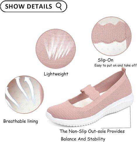 Women's Knitted Mesh Lightweight Walking Sneakers,Casual Lightweight Arch Support Slip On Orthotic Soft Sole Shoes Breathable Non Slip Nurse Work Shoes in Saudi Arabia