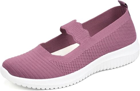 Women's Knitted Mesh Lightweight Walking Sneakers,Casual Lightweight Arch Support Slip On Orthotic Soft Sole Shoes Breathable Non Slip Nurse Work Shoes in Saudi Arabia