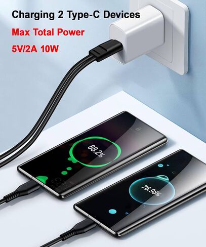 3.3FT Mutil USB C Cable,2in1 Multiple Type C Charging,2A Dual Splitter USB C,USB C to Double USB C Port, Compatible with iPhone 15,iPad Pro,Samsung S24,Google,Android,USB-C Port Devices(Black) in Saudi Arabia