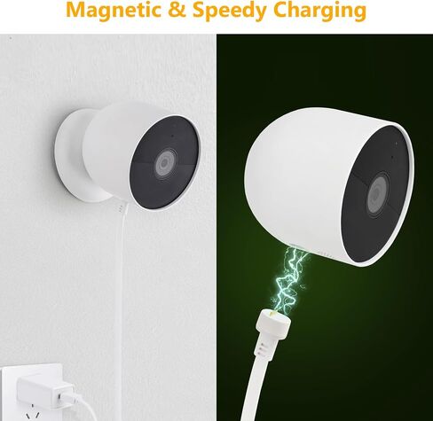 عبوتان من كابل شاحن الطاقة بطول 16.4 قدم مناسب لكاميرا Google Nest Cam الخارجية أو الداخلية التي تعمل بالبطارية، الجيل الثاني من Google Nest Cam - محول شحن سلك طاقة خارجي مقاوم للطقس لكاميرا Nest باللون الأبيض in Kuwait
