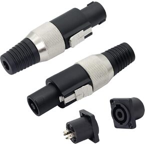 PNGKNYOCN Audio Speaker Plug Kit，NL4 4 Pole Locking Speakon Cable Mount Connector for Audio Adapter Amplifier Mixer（4-Pack）